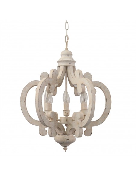 Oaks Aura Cottage Chic Crown Wood Chandelier, 6-Light Farmhouse Wooden Pendant