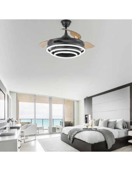 Oaks Aura 42in. DIY Shape LED Retractable Ceiling Fan With Light 6 Speed Latest DC Motor Remote Control Retractable Ceiling Fan