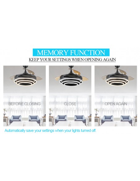 Oaks Aura 42in. DIY Shape LED Retractable Ceiling Fan With Light 6 Speed Latest DC Motor Remote Control Retractable Ceiling Fan