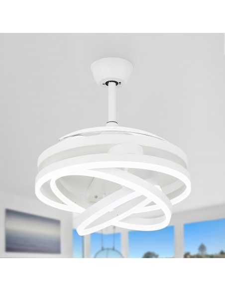 Oaks Aura 42in. DIY Shape LED Retractable Ceiling Fan With Light 6 Speed Latest DC Motor Remote Control Retractable Ceiling Fan