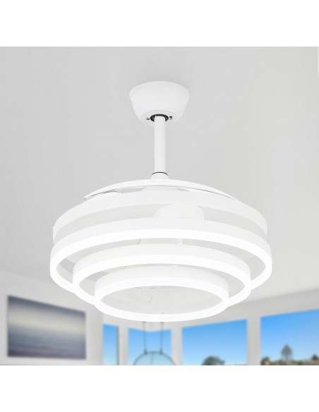 Oaks Aura 42in. DIY Shape LED Retractable Ceiling Fan With Light 6 Speed Latest DC Motor Remote Control Retractable Ceiling Fan