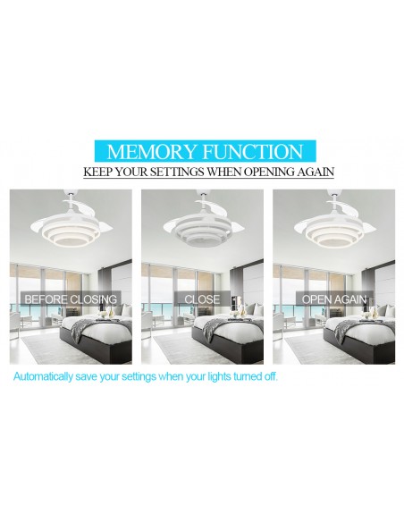Oaks Aura 42in. DIY Shape LED Retractable Ceiling Fan With Light 6 Speed Latest DC Motor Remote Control Retractable Ceiling Fan