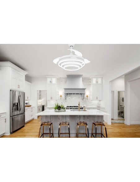 Oaks Aura 42in. DIY Shape LED Retractable Ceiling Fan With Light 6 Speed Latest DC Motor Remote Control Retractable Ceiling Fan