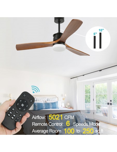 Oaks Aura 52 in. LED Indoor Solid Wood Reversible Scandi-Japanese Ceiling Fan With Latest DC Motor Technology