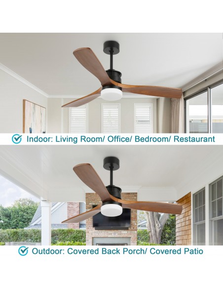 Oaks Aura 52 in. LED Indoor Solid Wood Reversible Scandi-Japanese Ceiling Fan With Latest DC Motor Technology