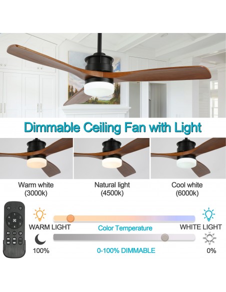Oaks Aura 52 in. LED Indoor Solid Wood Reversible Scandi-Japanese Ceiling Fan With Latest DC Motor Technology