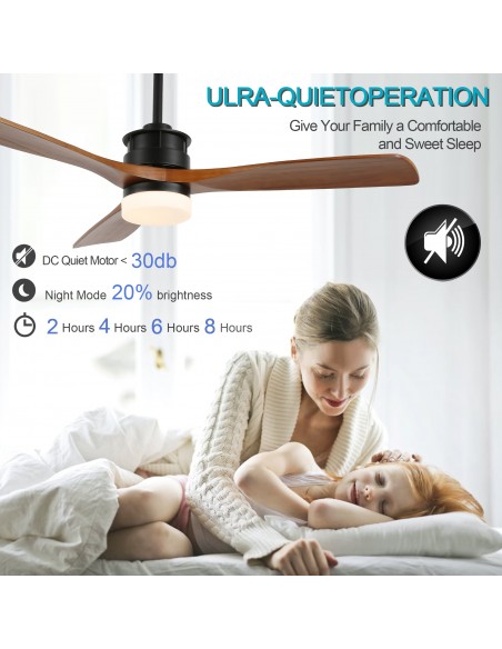 Oaks Aura 52 in. LED Indoor Solid Wood Reversible Scandi-Japanese Ceiling Fan With Latest DC Motor Technology