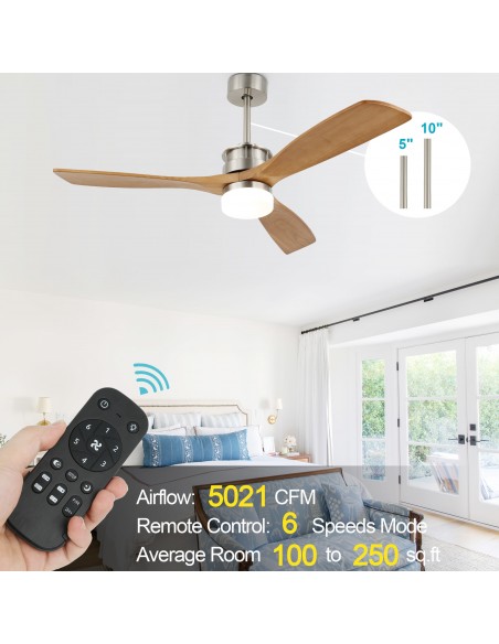Oaks Aura 52 in. LED Indoor Solid Wood Reversible Scandi-Japanese Ceiling Fan With Latest DC Motor Technology