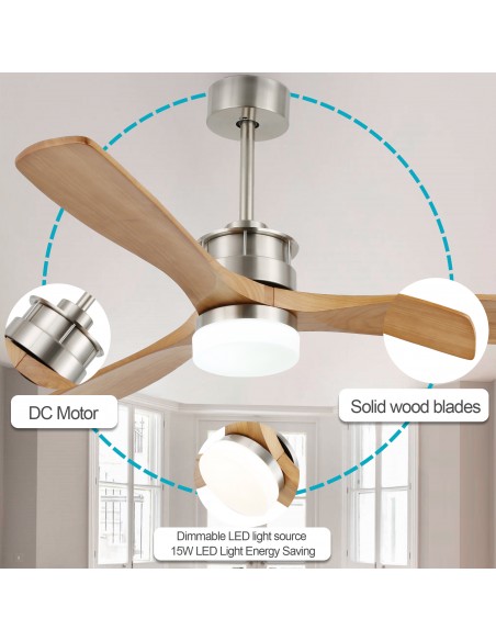 Oaks Aura 52 in. LED Indoor Solid Wood Reversible Scandi-Japanese Ceiling Fan With Latest DC Motor Technology