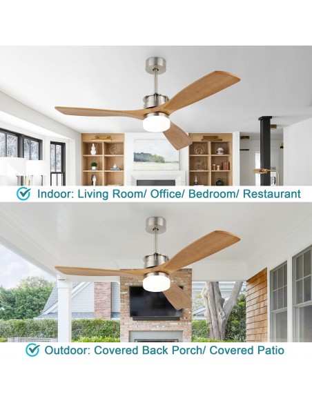 Oaks Aura 52 in. LED Indoor Solid Wood Reversible Scandi-Japanese Ceiling Fan With Latest DC Motor Technology