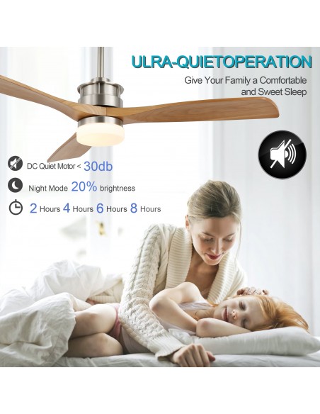Oaks Aura 52 in. LED Indoor Solid Wood Reversible Scandi-Japanese Ceiling Fan With Latest DC Motor Technology