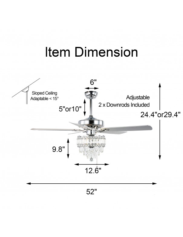 Oaks Aura 52-In Glam Crystal Shade...