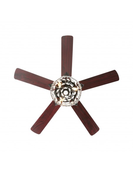 Oaks Aura 52-In Glam Crystal Shade Chandelier, 5 Reversible Blades Ceiling Fan