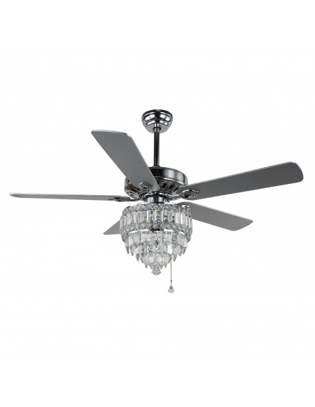 Oaks Aura 52-In Glam Crystal Shade Chandelier, 5 Reversible Blades Ceiling Fan