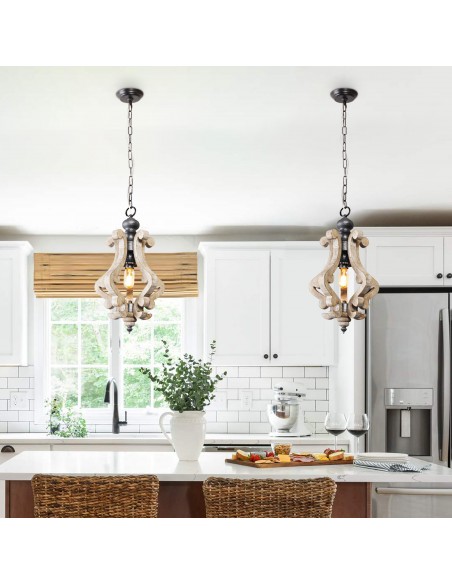 Oaks Aura Cottage Rustic Wooden Chandelier Kitchen Island Light