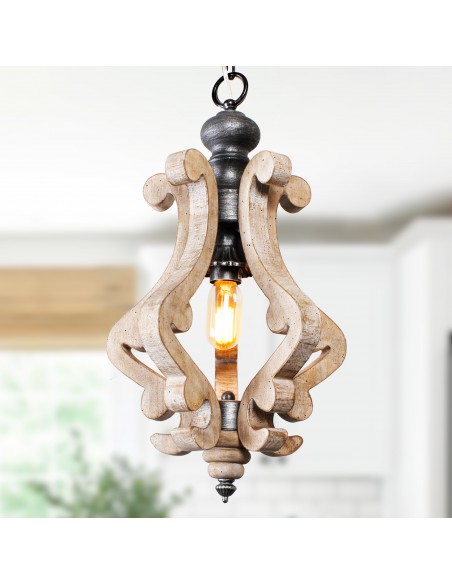 Oaks Aura Cottage Rustic Wooden Chandelier Kitchen Island Light