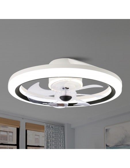 Oaks Aura 20in. LED Smart App Remote Control Ceiling Fans with Lights, Low Profile DC Motor Flush Mount Ceiling Fan For Bedroom