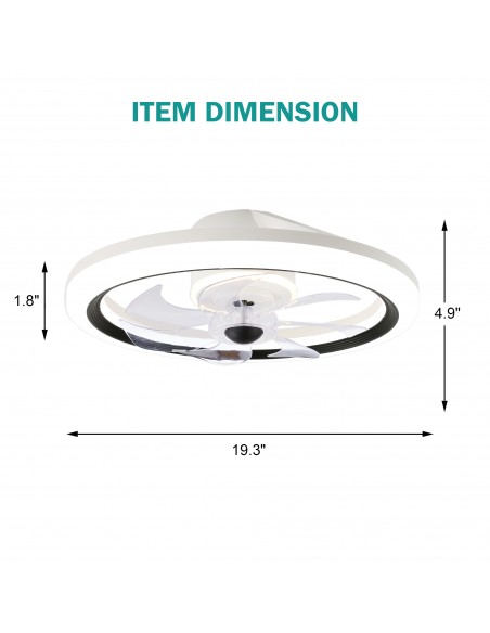 Oaks Aura 20in. LED Smart App Remote Control Ceiling Fans with Lights, Low Profile DC Motor Flush Mount Ceiling Fan For Bedroom
