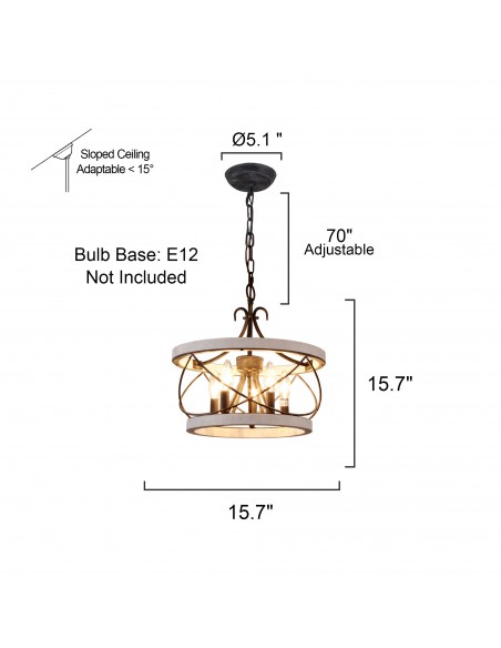 Oaks Aura Farmhouse 5-Light Cage Rustic Chandelier, Adjustable Height Industrial Pendant Ceiling Light for Kitchen Dining Room