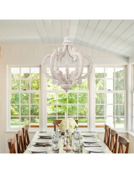 Oaks Aura French Country Dining Set Combo Chandelier, Farmhouse Rustic 2 Kitchen Island and 1 Dining Chandelier Included