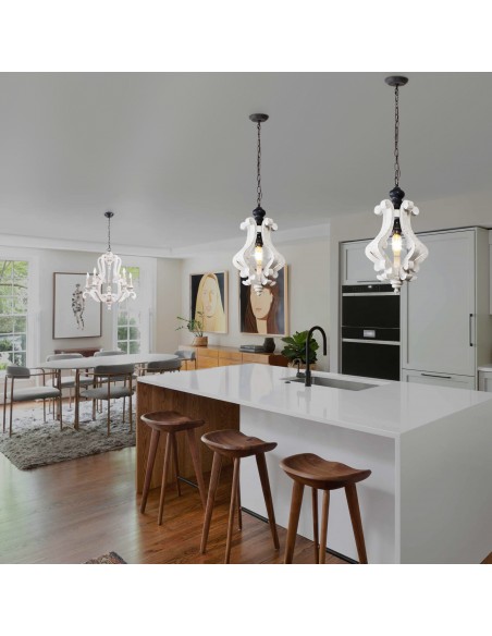 Oaks Aura French Country Dining Set Combo Chandelier, Farmhouse Rustic 2 Kitchen Island and 1 Dining Chandelier Included