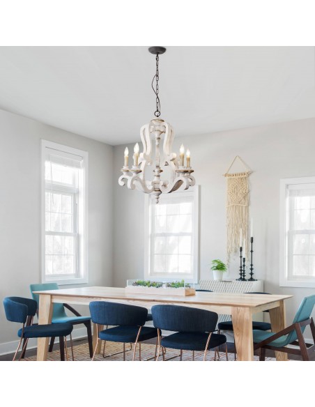 Oaks Aura French Country Dining Set Combo Chandelier, Farmhouse Rustic 2 Kitchen Island and 1 Dining Chandelier Included