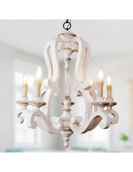 Oaks Aura French Country Dining Set Combo Chandelier, Farmhouse Rustic 2 Kitchen Island and 1 Dining Chandelier Included