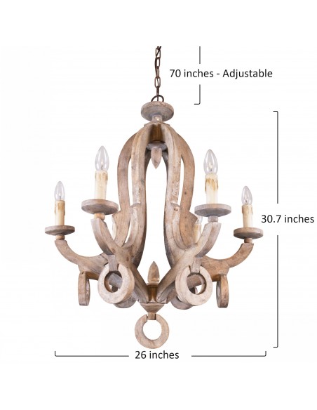 Oaks Aura French Country Dining Set Combo Chandelier, Farmhouse Rustic 2 Kitchen Island and 1 Dining Chandelier Included