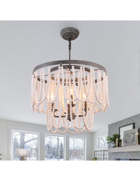 Oaks Aura Mid-Century Bohemia Dining Set Combo Chandelier, Farmhouse Rustic 2 Kitchen Island and 1 Dining Chandelier Included