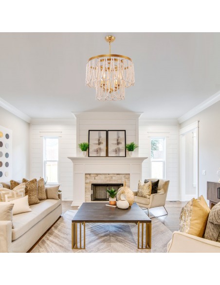 Oaks Aura Mid-Century Bohemia Dining Set Combo Chandelier, Farmhouse Rustic 2 Kitchen Island and 1 Dining Chandelier Included