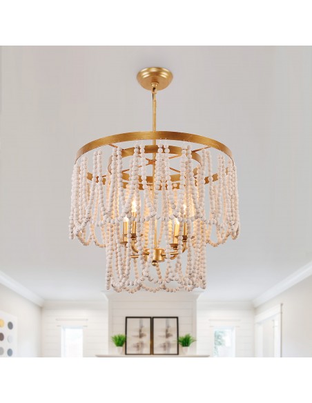 Oaks Aura Mid-Century Bohemia Dining Set Combo Chandelier, Farmhouse Rustic 2 Kitchen Island and 1 Dining Chandelier Included