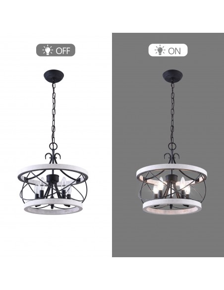 Oaks Aura Farmhouse 5-Light Cage Rustic Chandelier, Adjustable Height Industrial Pendant Ceiling Light for Kitchen Dining Room