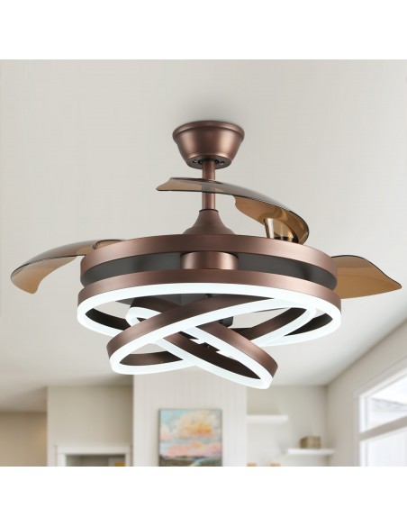 Oaks Aura 42in. DIY Shape LED Retractable Ceiling Fan With Light 6 Speed Latest DC Motor Remote Control Retractable Ceiling Fan