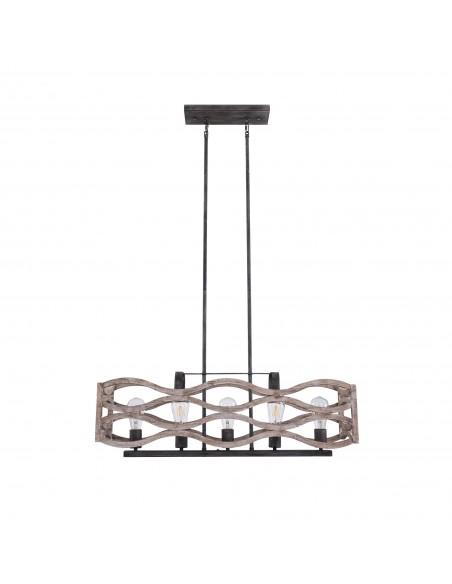 Oaks Aura Farmhouse Shabby Chic 5-Light Linear Wood Island Light