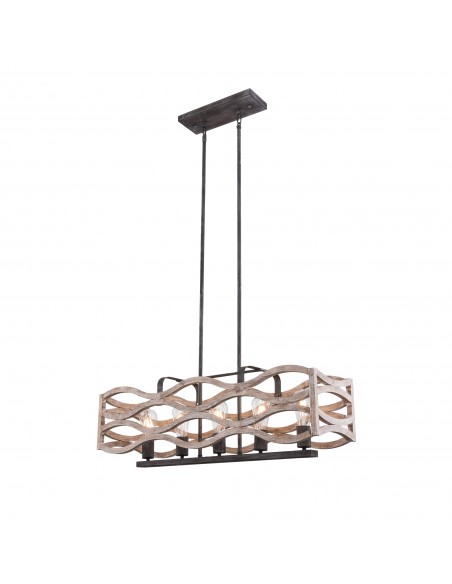 Oaks Aura Farmhouse Shabby Chic 5-Light Linear Wood Island Light