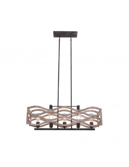 Oaks Aura Farmhouse Shabby Chic 5-Light Linear Wood Island Light