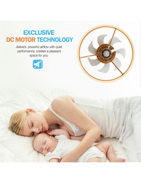 Oaks Aura 20in.Bladeless Low Profile Ceiling Fan Flush Mount Smart App Remote  Control Dimmable Lighting