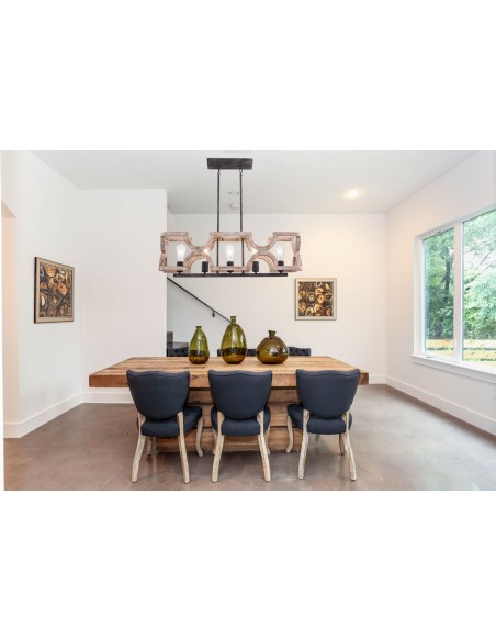 Oaks Aura French Country 5-Light Linear Wood Kitchen Island Light