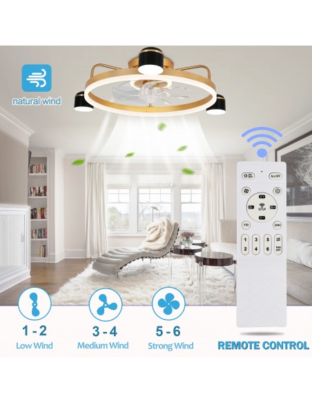 Oaks Aura 28in. LED Starry Night Bladeless Smart App Control Low Profile Ceiling Fan Flush Mount Dimmable Lighting ETA 2.28