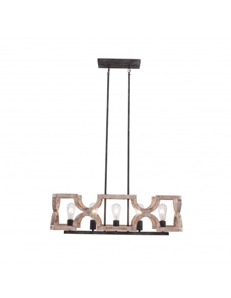 Oaks Aura French Country 5-Light Linear Wood Kitchen Island Light