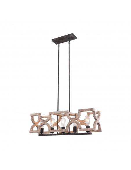 Oaks Aura French Country 5-Light Linear Wood Kitchen Island Light