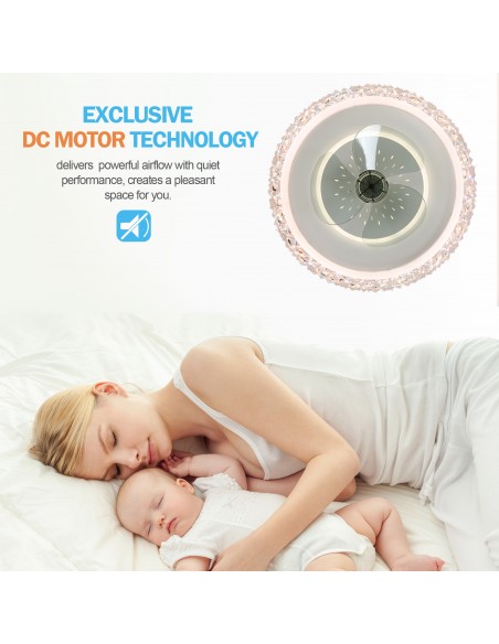 Oaks Aura 19.5 inch Modern Low Profile Reversible Ceiling fan with Remote and LED Light.