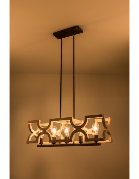 Oaks Aura French Country 5-Light Linear Wood Kitchen Island Light