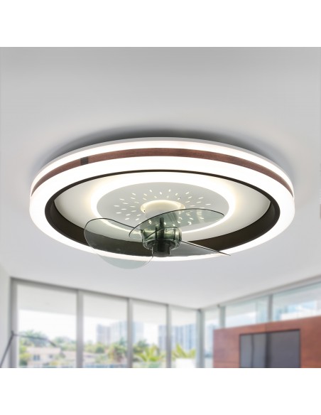 Oaks Aura 18.9 inch Smart App Remote Control Flush Mount Ceiling Fan with Light