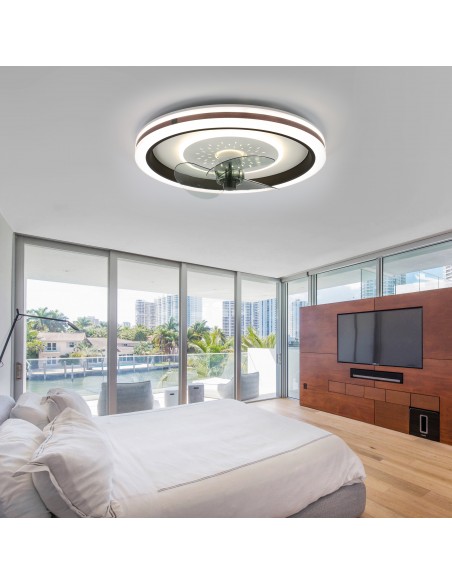 Oaks Aura 18.9 inch Smart App Remote Control Flush Mount Ceiling Fan with Light