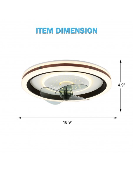 Oaks Aura 18.9 inch Smart App Remote Control Flush Mount Ceiling Fan with Light