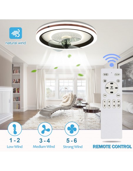 Oaks Aura 18.9 inch Smart App Remote Control Flush Mount Ceiling Fan with Light
