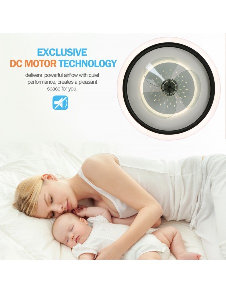 Oaks Aura 18.9 inch Smart App Remote Control Flush Mount Ceiling Fan with Light