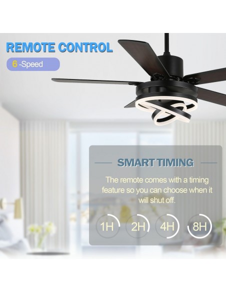 Oaks Aura 52 inch DIY Shape Reversible Ceiling Fan with LED Light Remote 6-Speed 3-Color Ceiling Fans