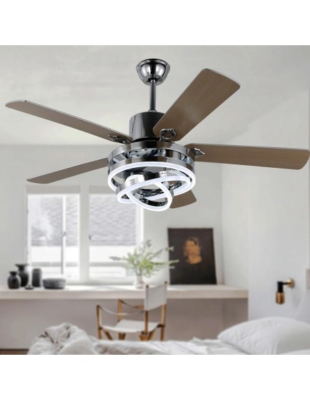 Oaks Aura 52 inch DIY Shape Reversible Ceiling Fan with LED Light Remote 6-Speed 3-Color Ceiling Fans